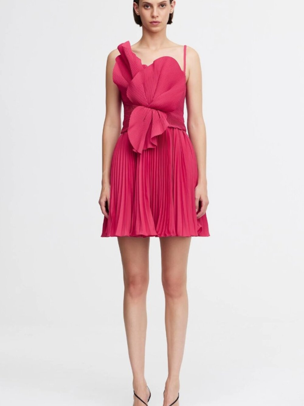 Acler Newtie Mini Dress Berry Pink Pleated Size 4